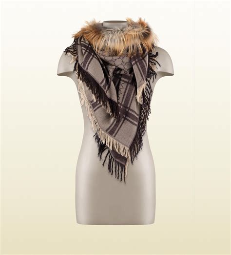 gucci scarf lead|gucci scarf with fur trim.